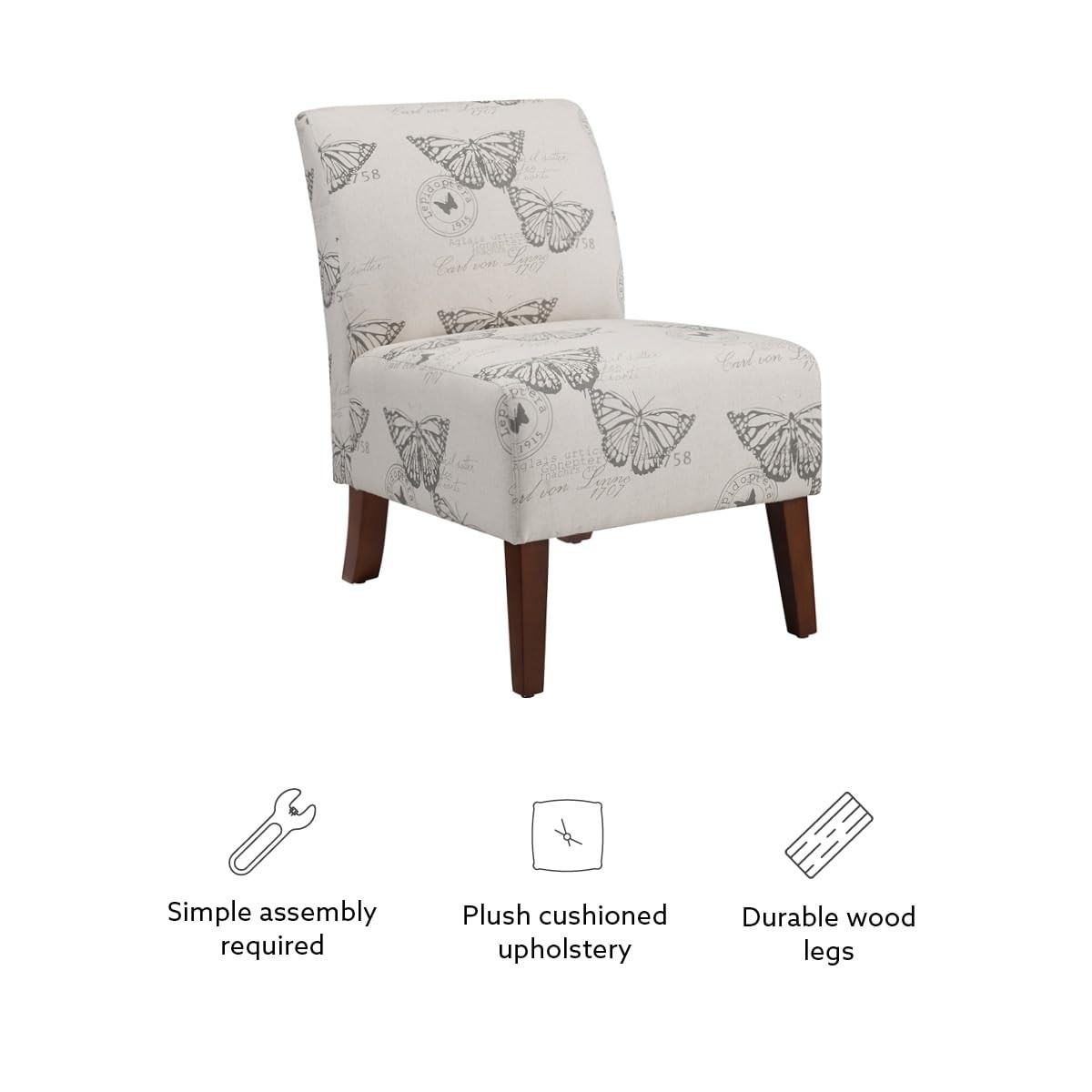 Butterfly, Dark Espresso Linen Lily Chair, 21.5" W x 29.5" D x 31.5" H