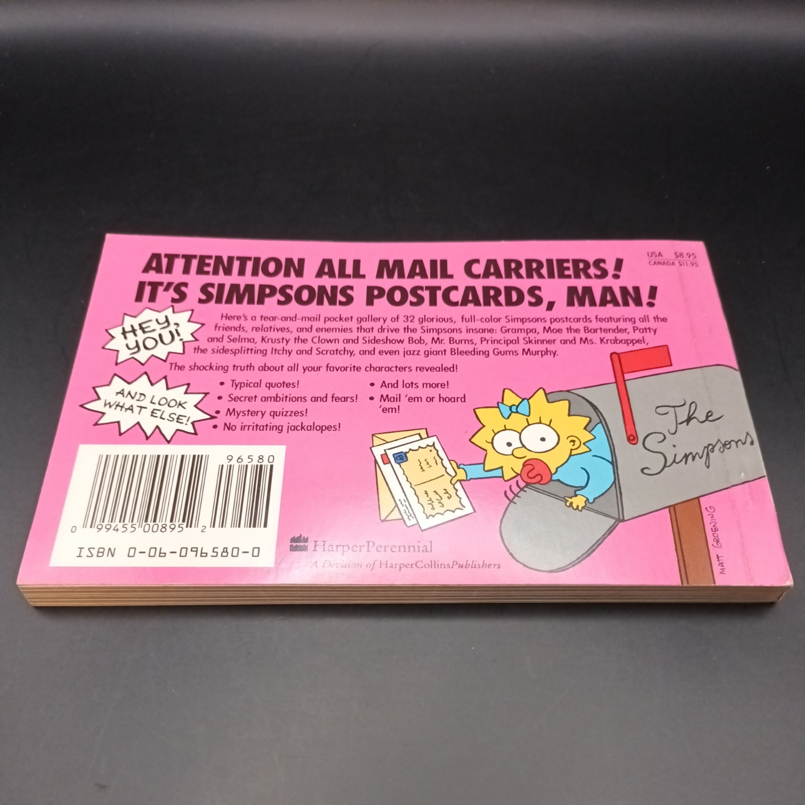 Greetings From The Simpsons 32 Postcards. 1st Print Edition 1990