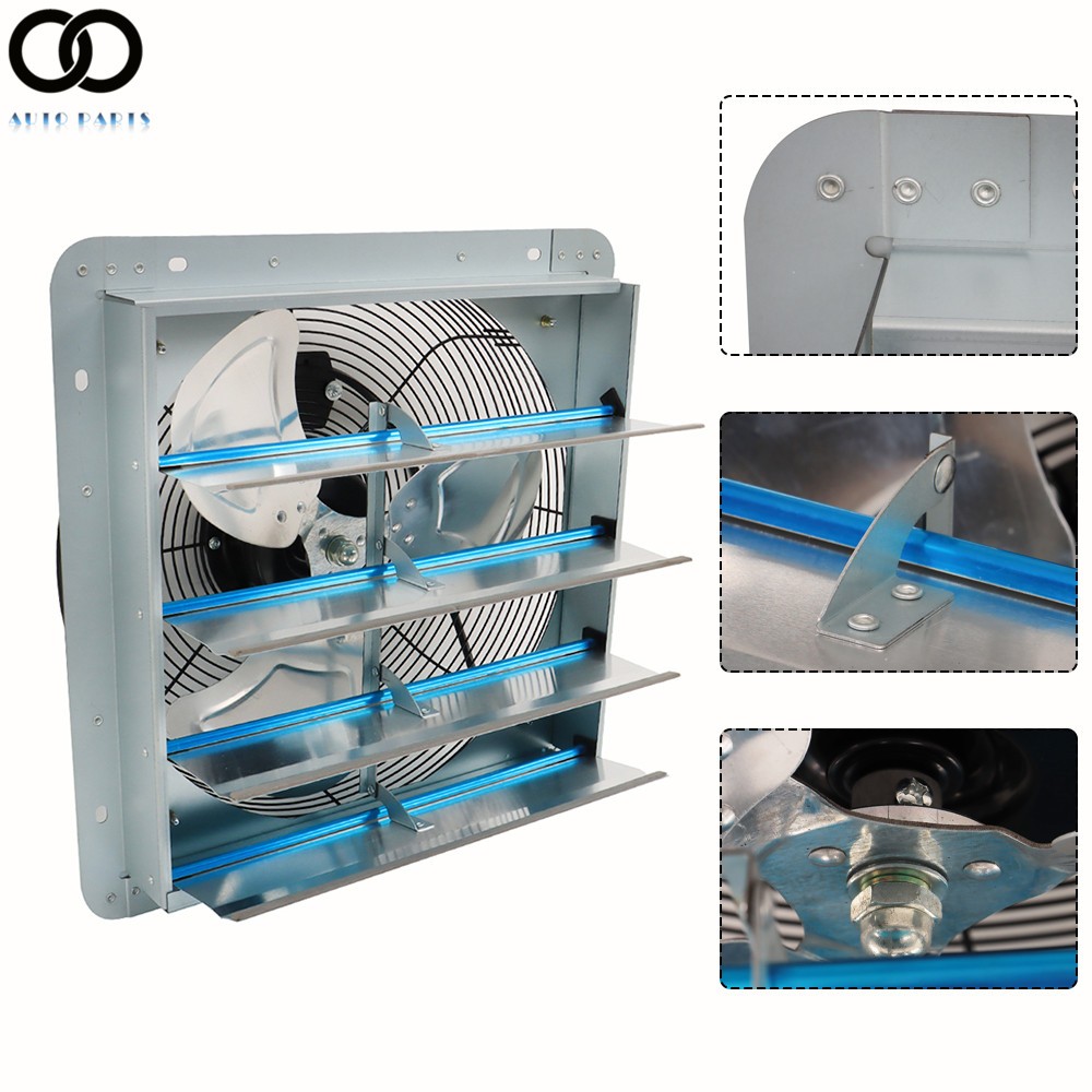 16‘’ Shutter Exhaust Fan Silver 1200 CFM Industrial Speed Wall Mount Garage Shop