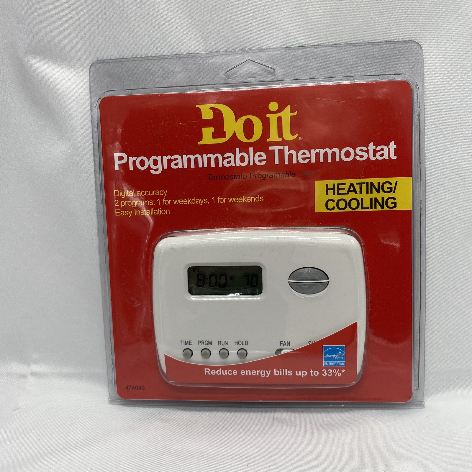 PROGRAMMABLE THERMOSTAT Digital Weekday/Weekend programs Do It 474045 NEW!