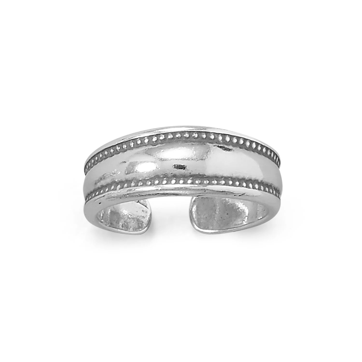 Women's 925 Sterling Silver Oxidized Dotted Edge Toe Ring - Birthday, Anniversar