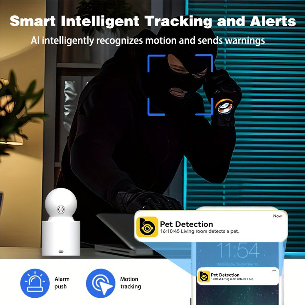 boykeep Wireless 2G WiFi Security Camera 2K Smart Indoor Night Vision Wired Cam