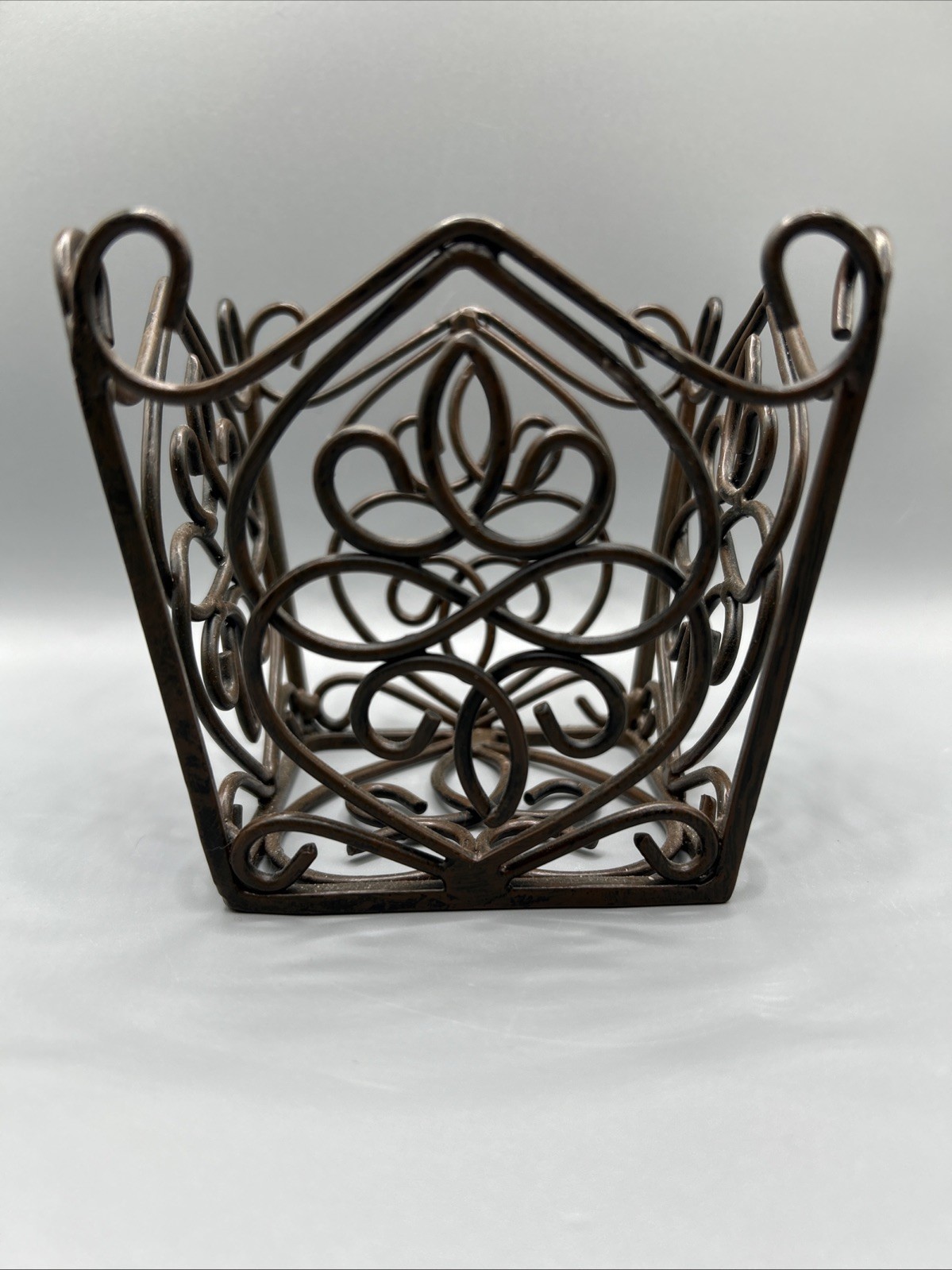 VTG Southern Living at Home Rosedale Bronze Metal Plant/Candle Holder 4” Square