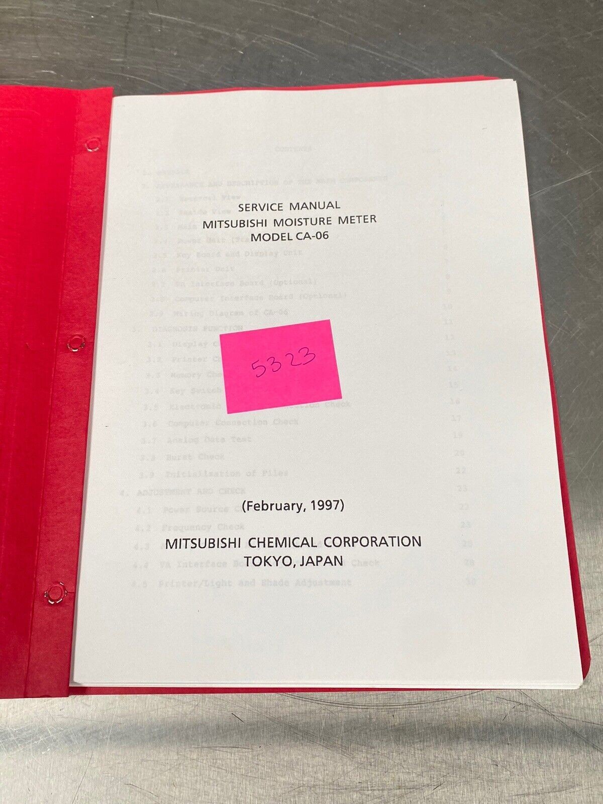 Mitsubishi Moisture Meter CA-06 - Users Manual /Instructions Book