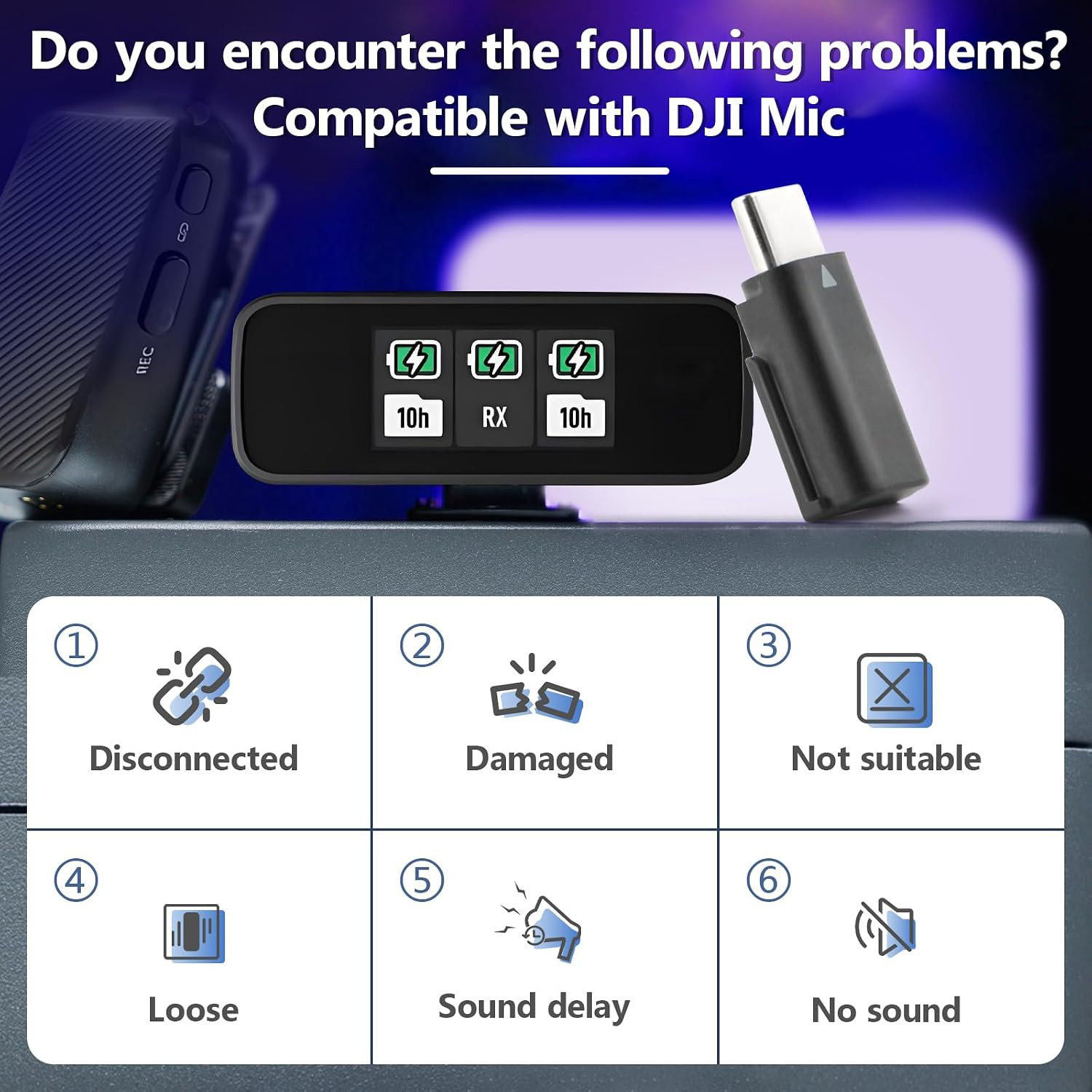 For DJI MIC Adapter Type-C Phone Wireless Microphone Receiver for Mic Type-C