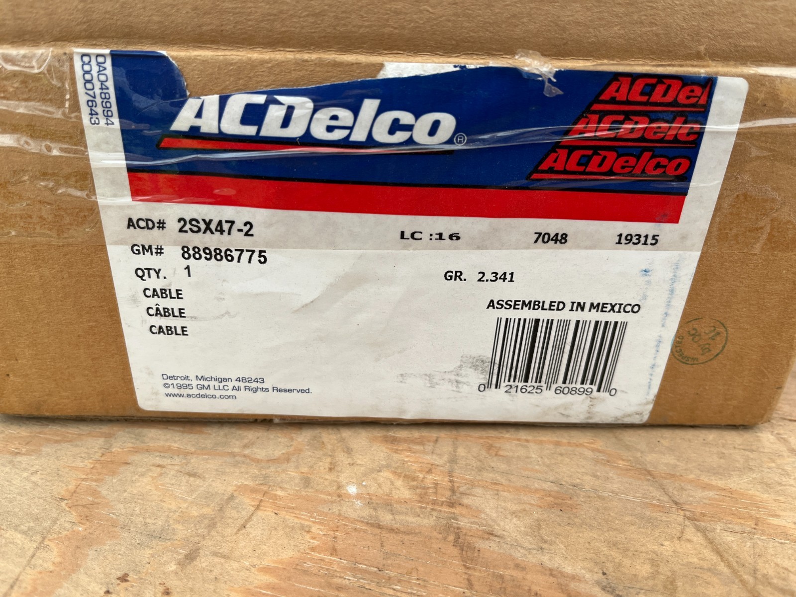 2SX47-2  OEM  AC Delco  CABLE  15387684-05  GM  88986775
