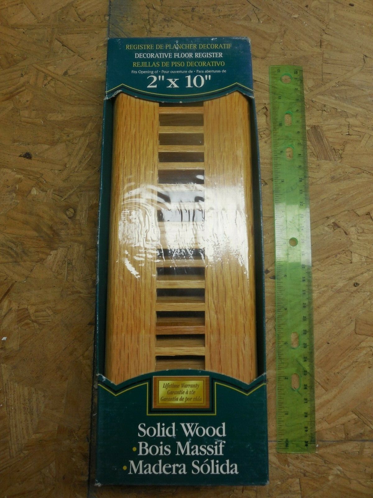 Decor Grates Floor Register, Solid Wood OAK Louvered, 2-inch x 10 inch