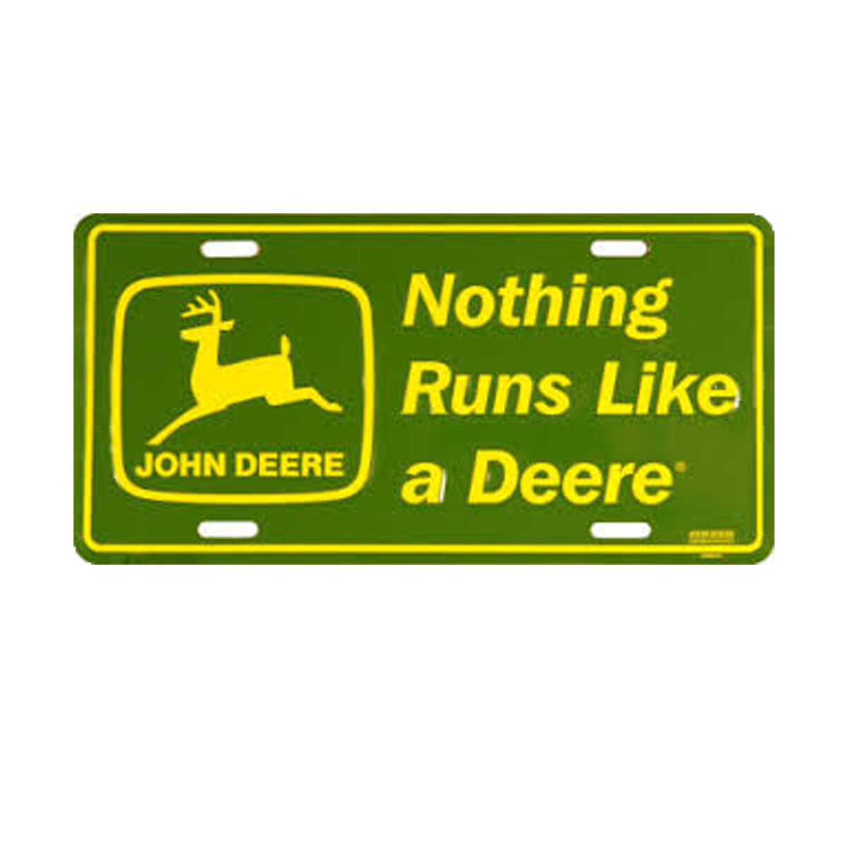 John Deere green field tractor truck tag license plate nothing runs like JD