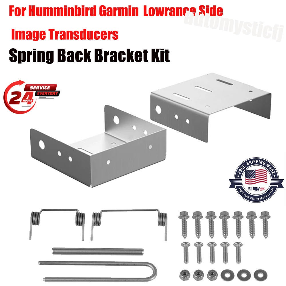 2x Spring Back Bracket Kit For Humminbird Garmin Lowrance Side Image Transducers