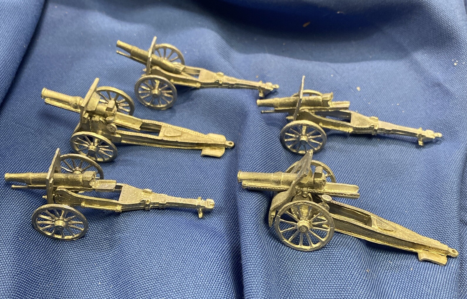 (5) MINIATURE CIVIL WAR CANNONS PEWTER Cannons
