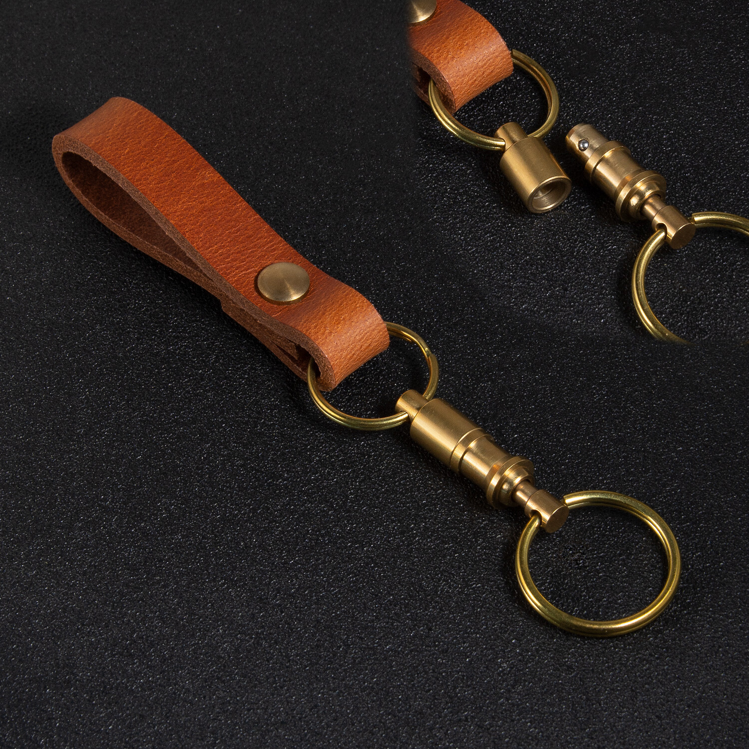 Leather Belt Loop Quick Release Detachable Keychain Pull Apart Key Rings