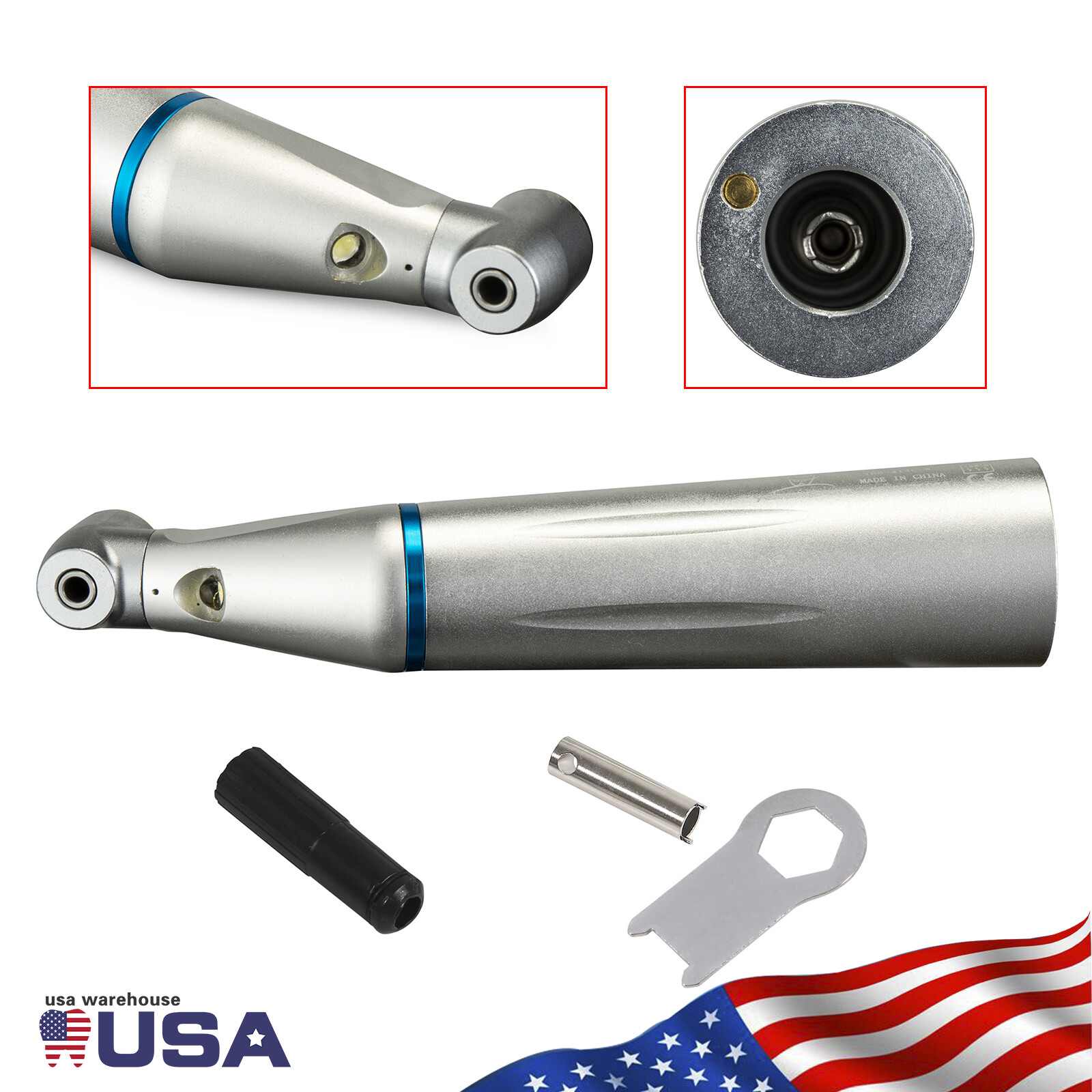 Dental Low Speed LED E-generator Push Contra Angle Handpiece Internal Water YB
