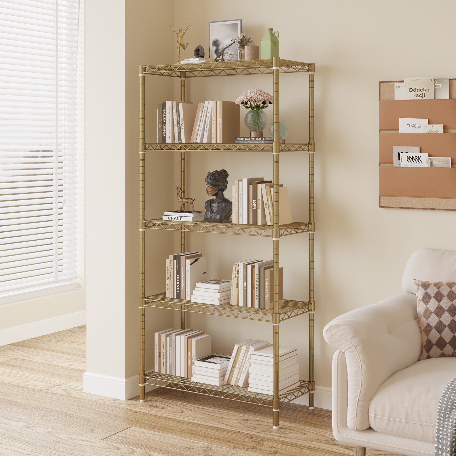 five-layer display stand without wheels with adjustable feet