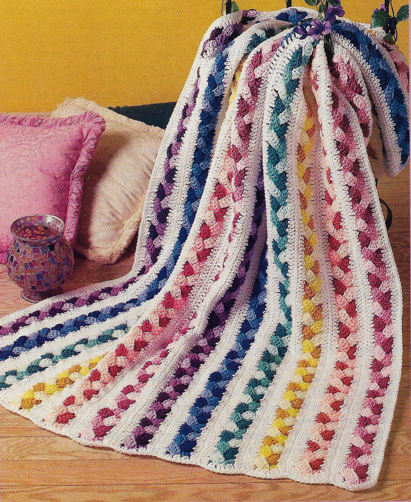 Plaited Scraps Afghan crochet pattern instructions