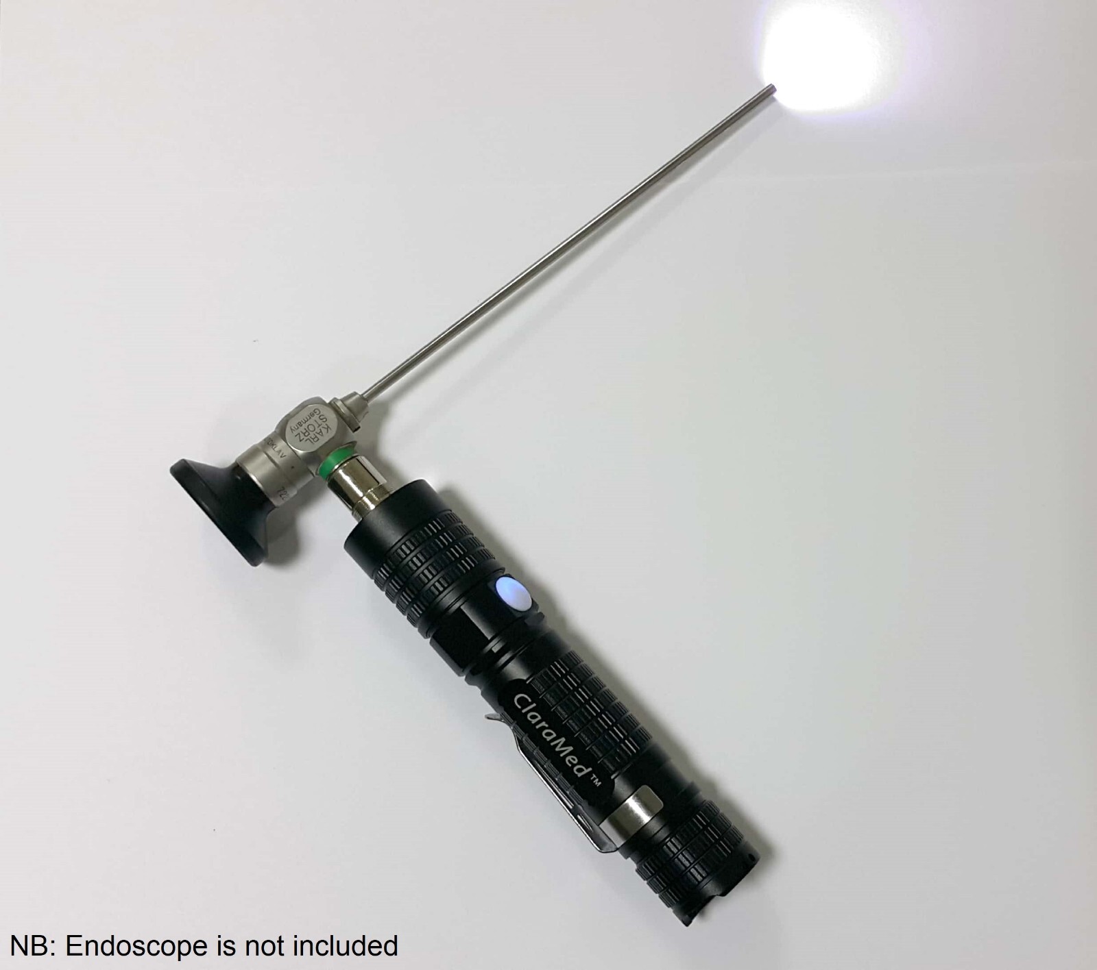 ClaraMed Battery/USB LED light source compatible with Storz endoscopes, S1
