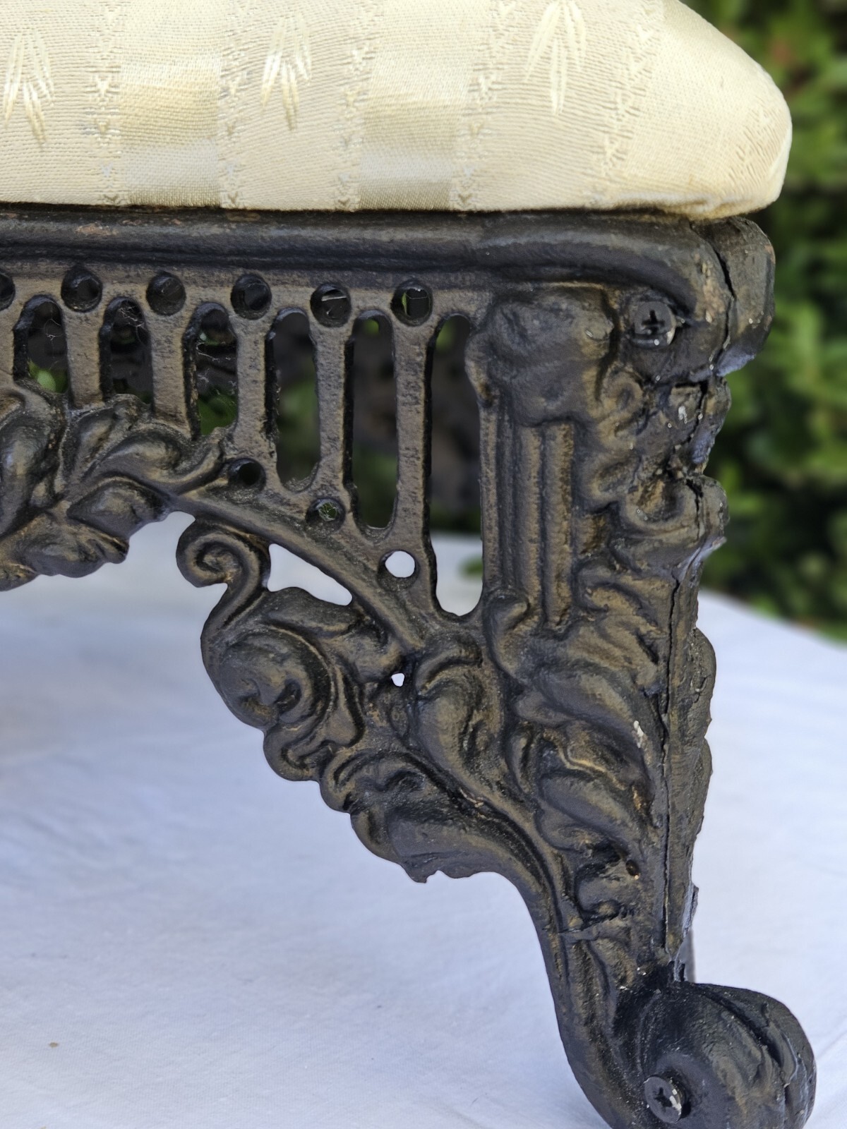 Victorian Style Cast Iron Footstool 14X14"