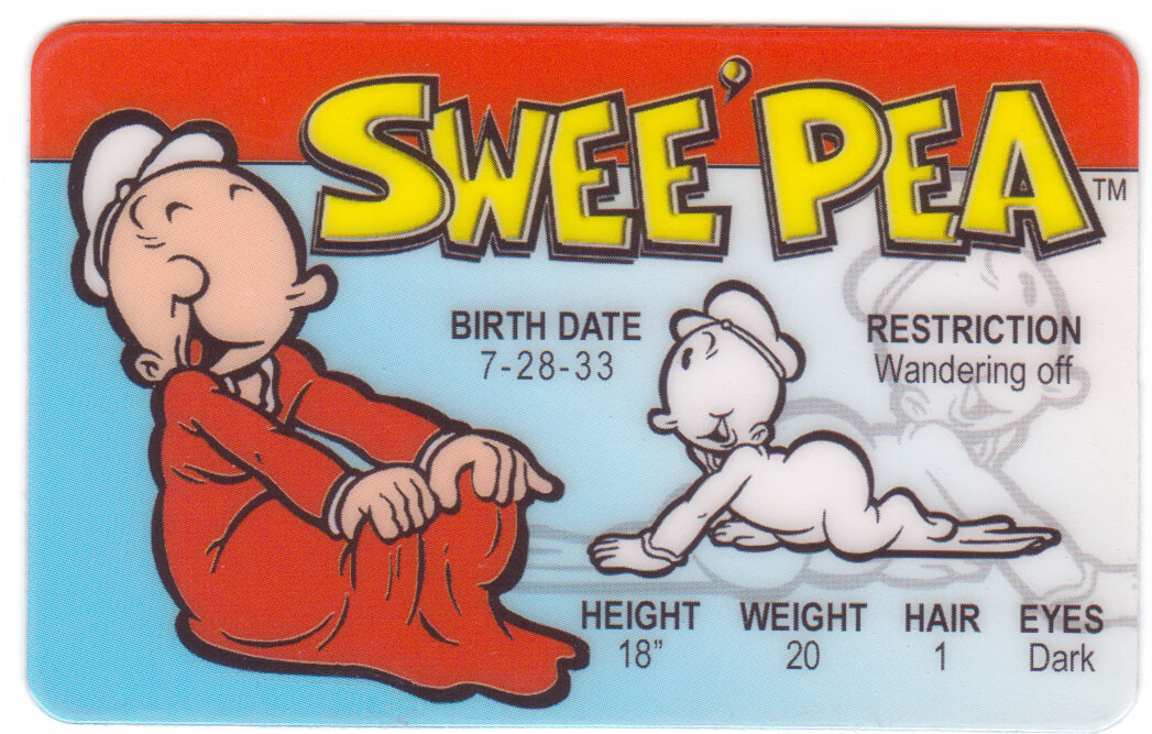Swee Pea POPEYE the Sailor Man novelty movie prop identification ID card