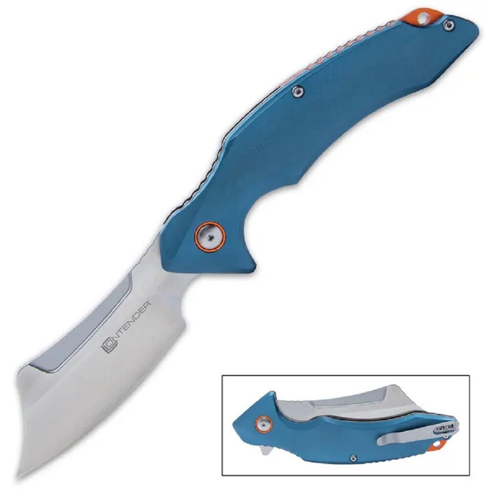 Contender Workman D2 Tool Steel Pocket Knife, Blue Linerlock Flipper