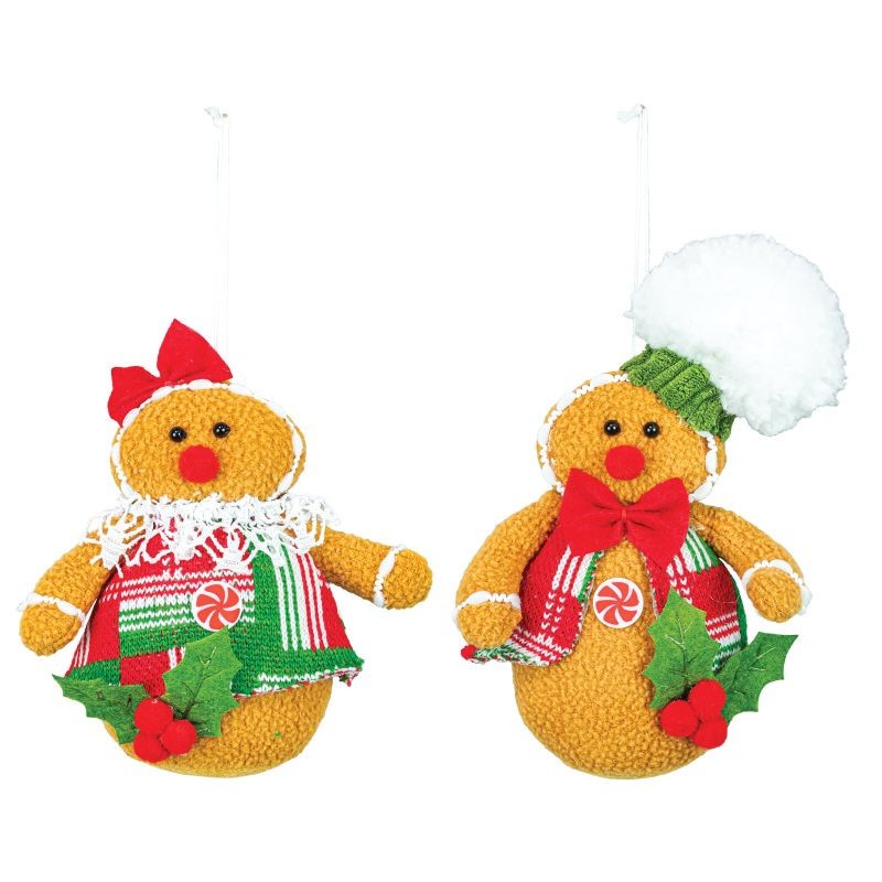 Hanna's Handiworks Holly Berry Gingerbread Christmas Ornament Set of 2