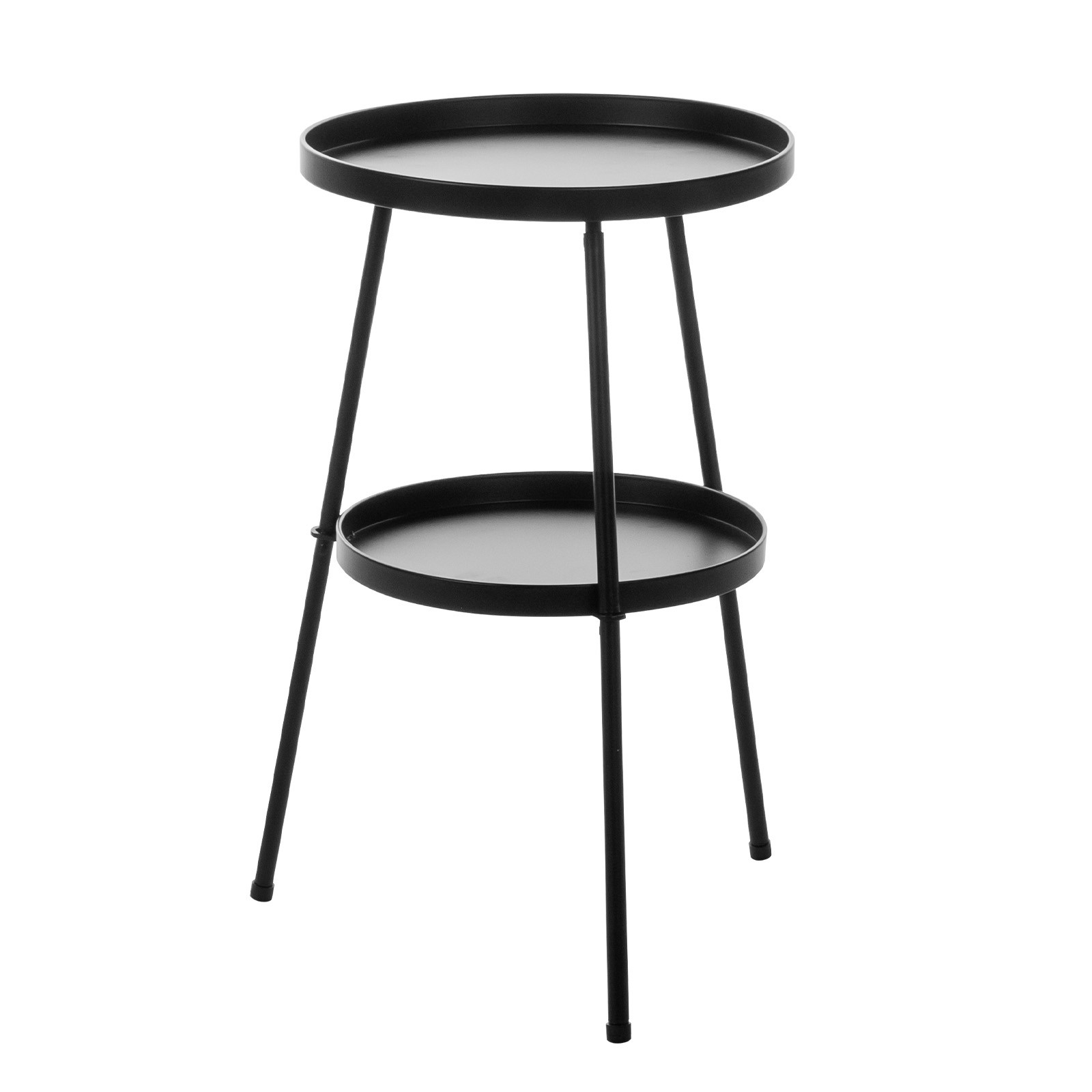 Patio Small Side Table, Round 2 Tier End Table, Metal Round Coffee Table