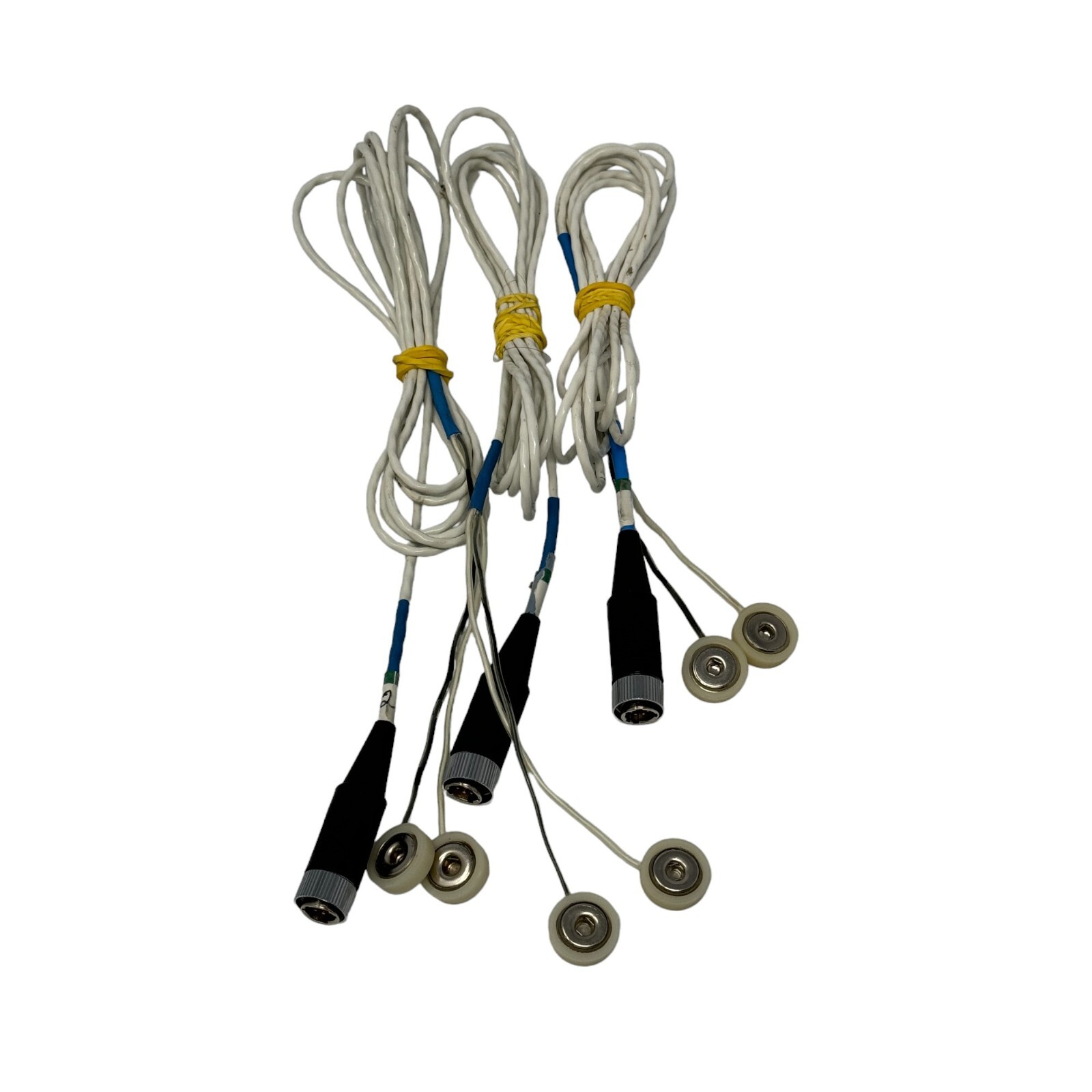 Lot of 3 Medical EEG/ECG Electrode Lead Wires with DIN Connectors