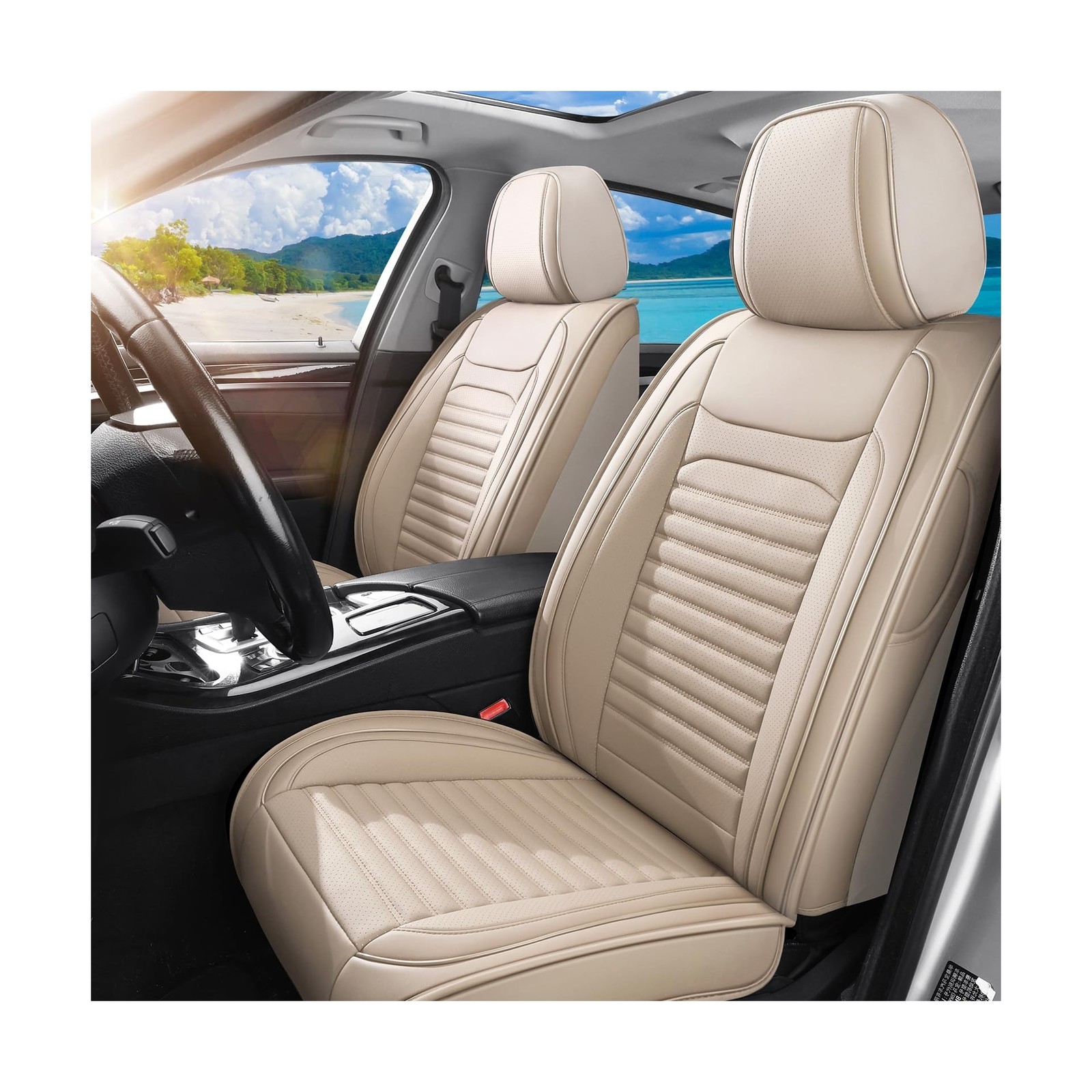 Car Seat Covers Full Set Fit for Hyundai Tucson 2005-2026, Premium Faux Leath...