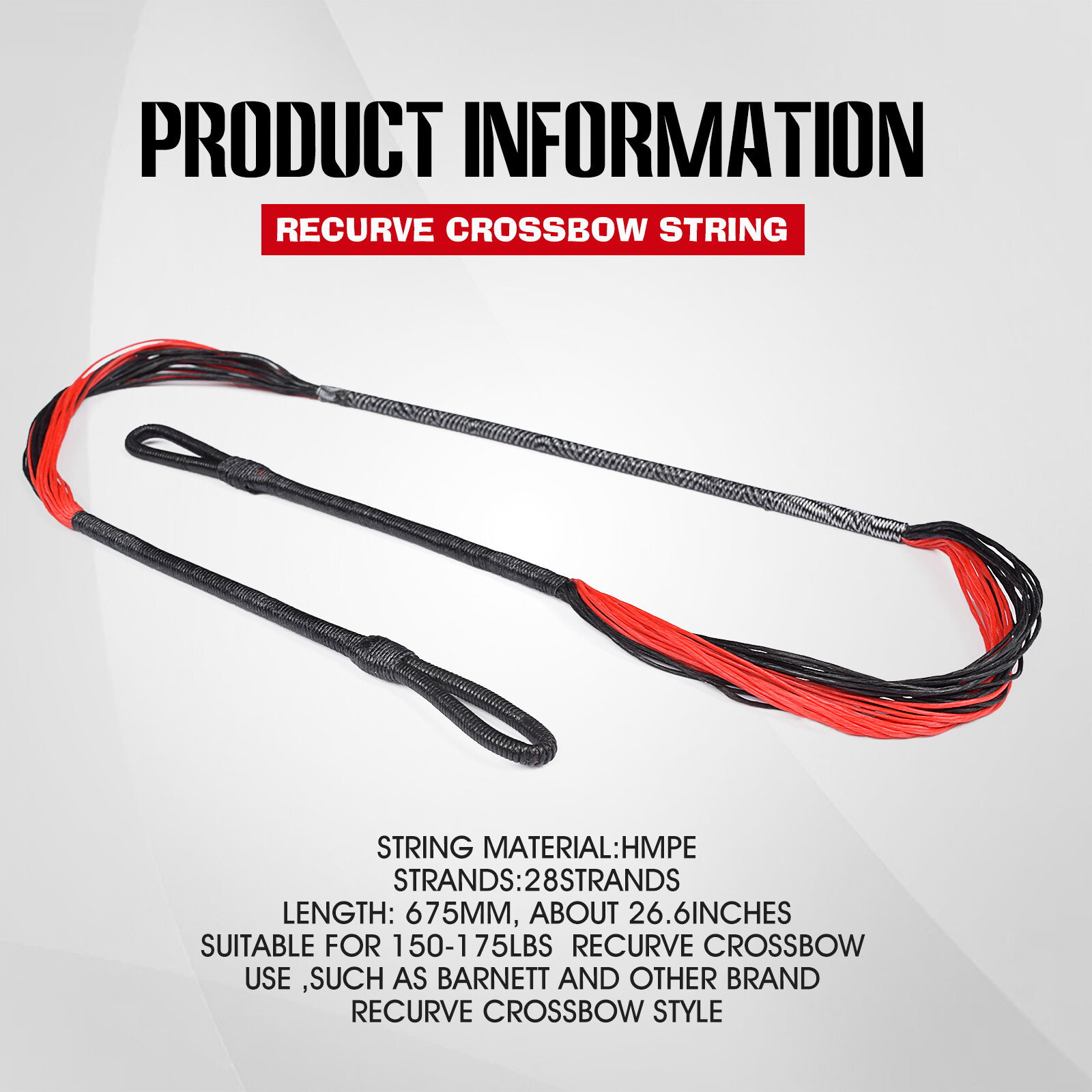 Red & Black 26.5" Replacement String for 175Lbs Barnett Mag Cat Jaguar Crossbow