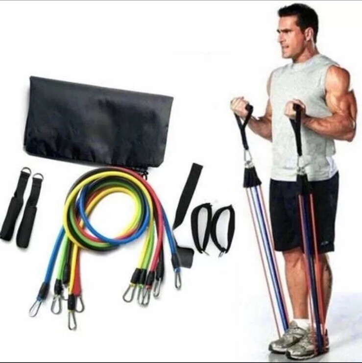 10 PCS Resistance Band Set Yoga Pilates Abs Exercise Fitness Tube Workout Bands