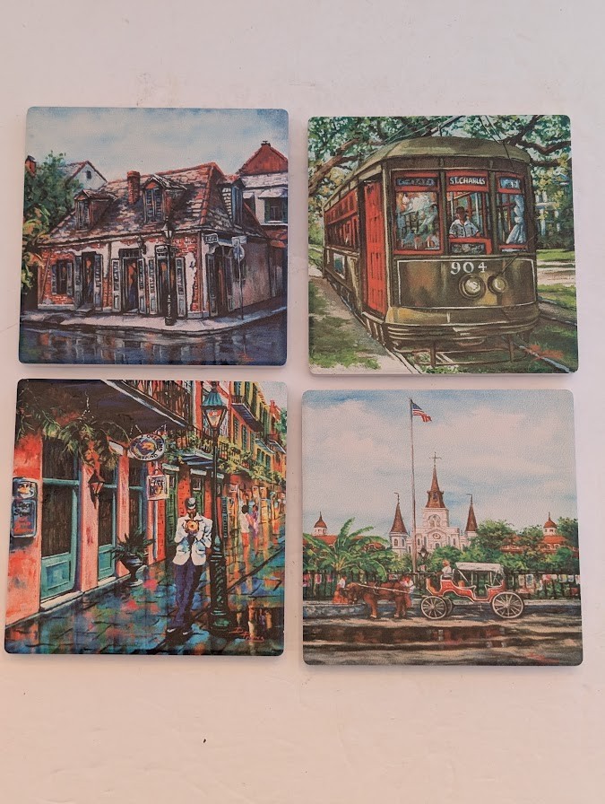 French Quarter Scenes From New Orleans Coasters Set of Four