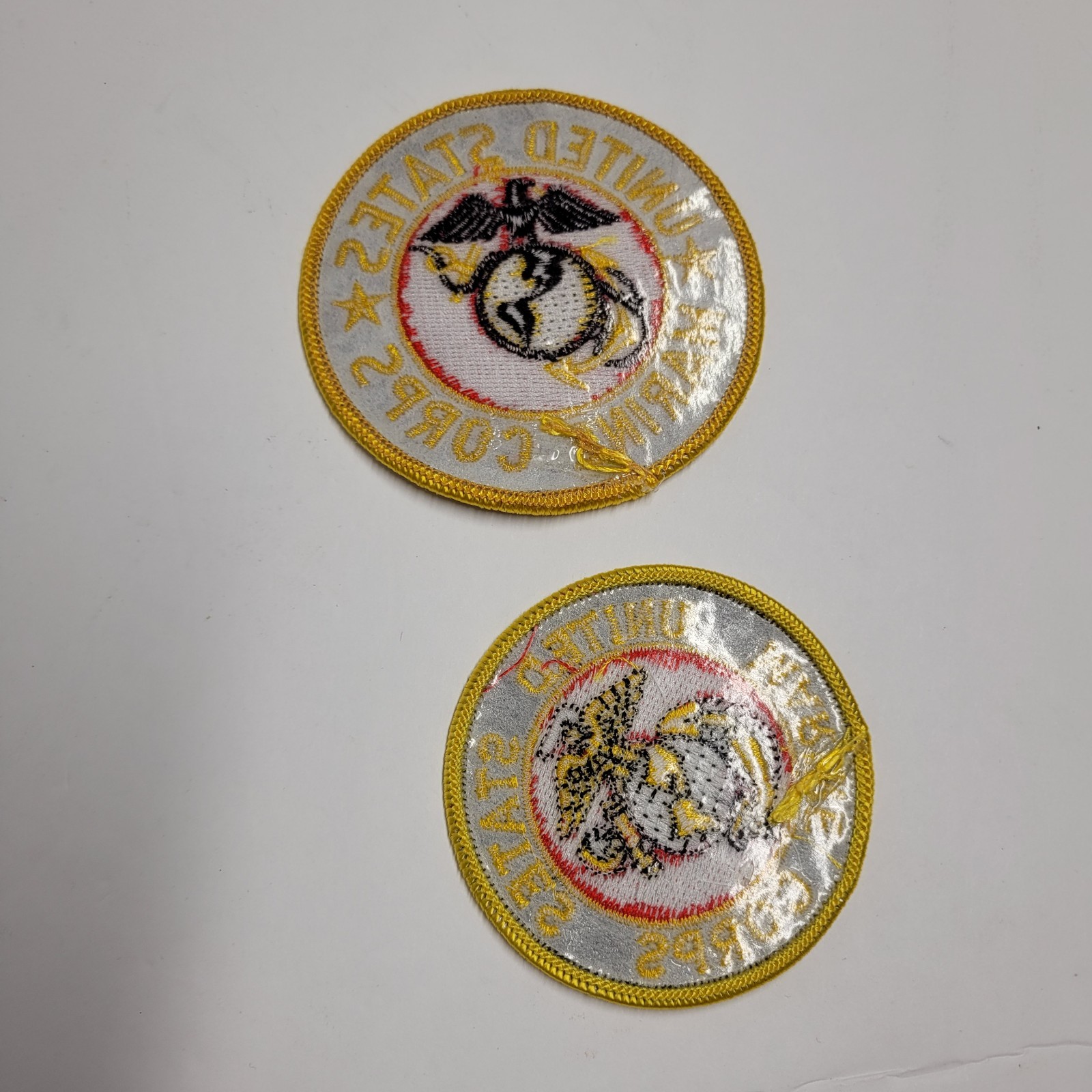 2 USMC Embroidered Patches 3" & 2.5" NEW