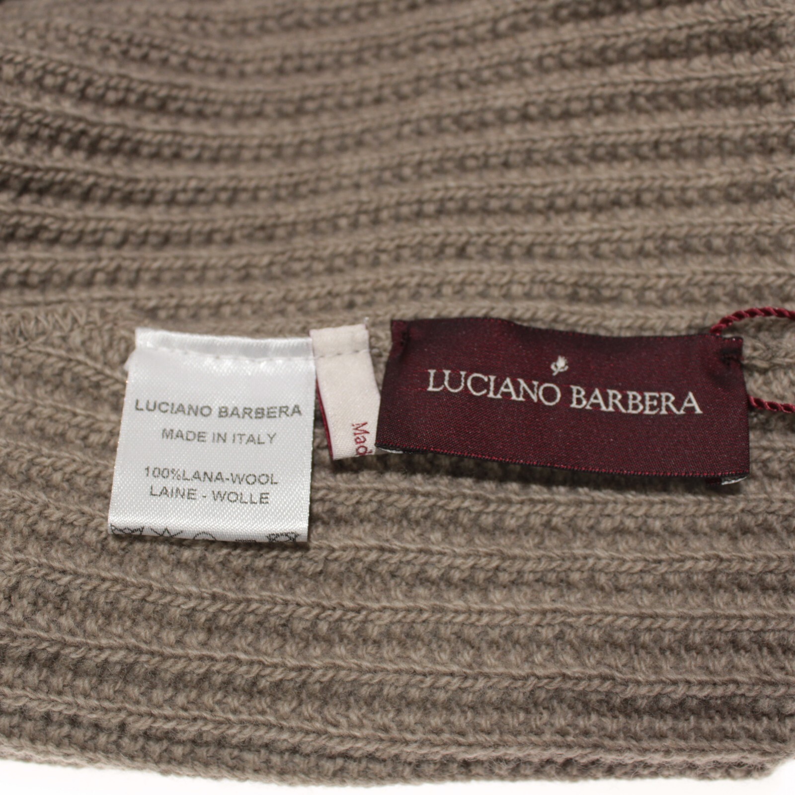 Luciano Barbera NWT 100% Wool Knit Beanie Hat One Size in Solid Tan Beige