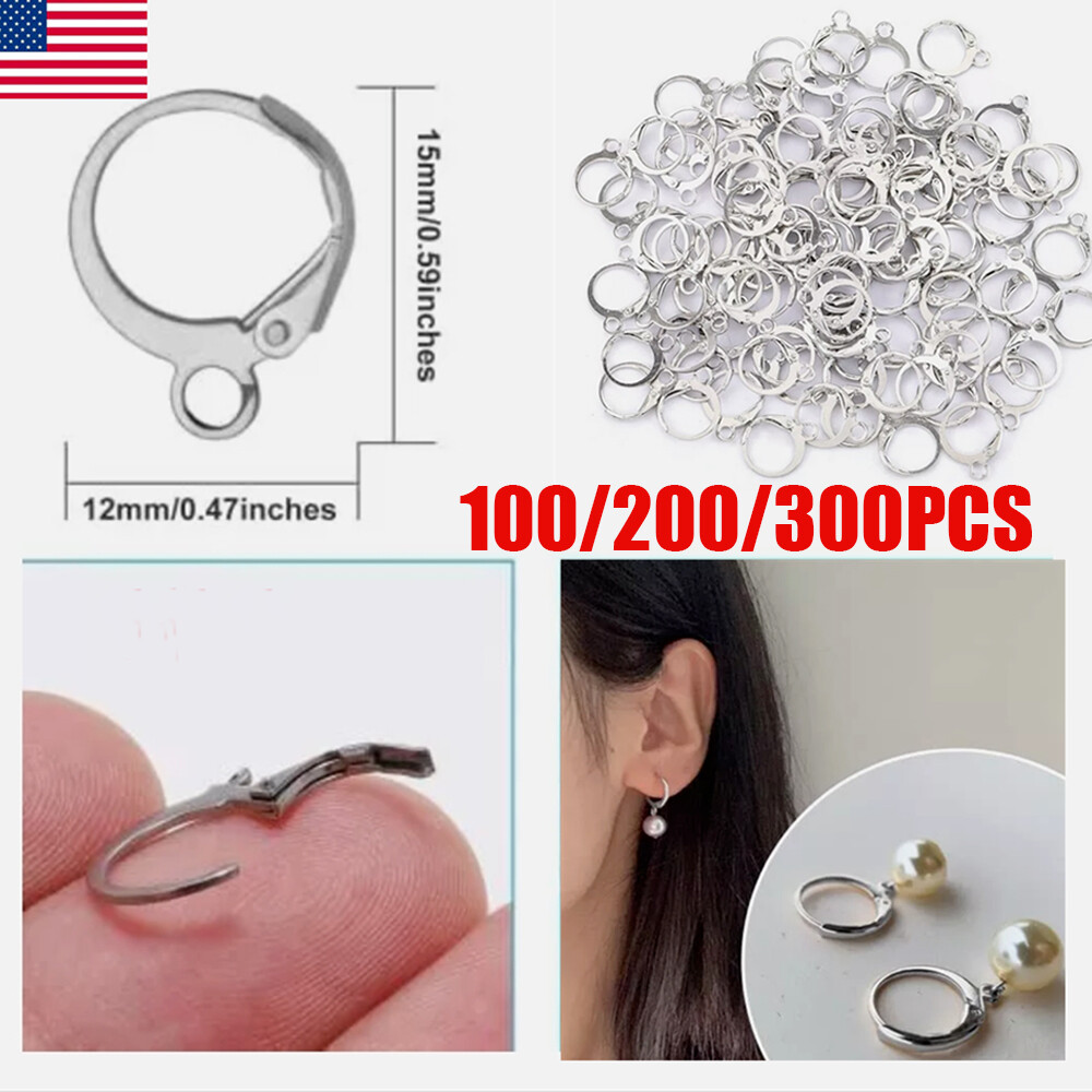 100-300 Round Lever Back Hooks,Open Loop French Hook Ear Wire For Earring Making