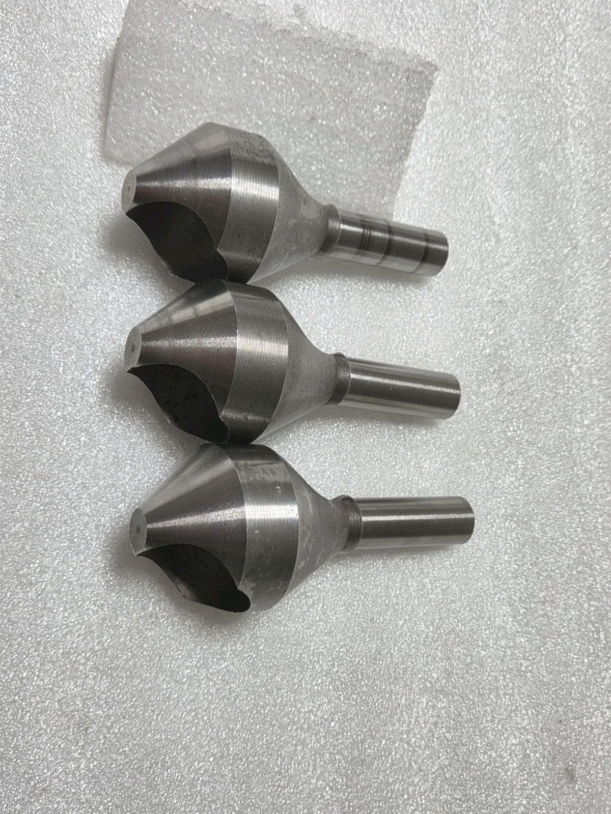 3 Pcs.- 1-1/2" Dia. Countersink Deburring Tool 82°, HSS Zero Flute, 1/2" Shank