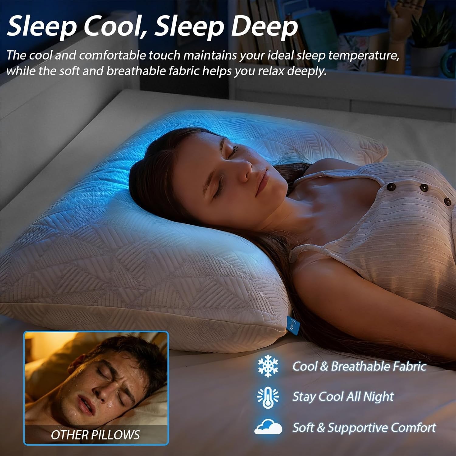 Cooling Pillow - Shredded Memory Foam for a Refreshing Sleep Experience