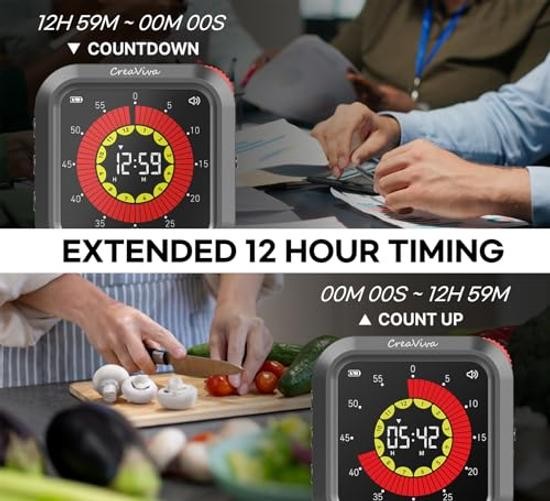 Visual Digital Timer, Large Color Display & Rechargeable, Magnetic Back &