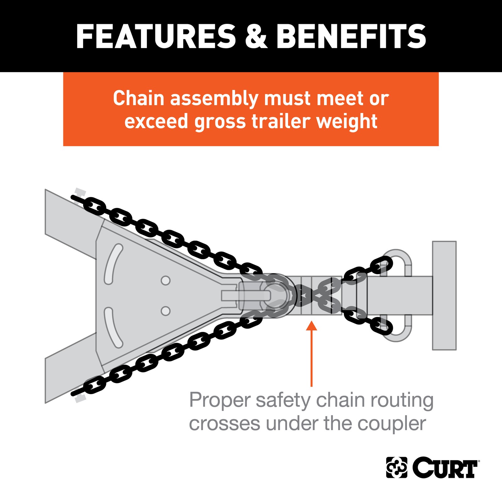 Curt-27" Safety Chain with 1 Snap Hook (2,000 lbs, Clear Zinc)