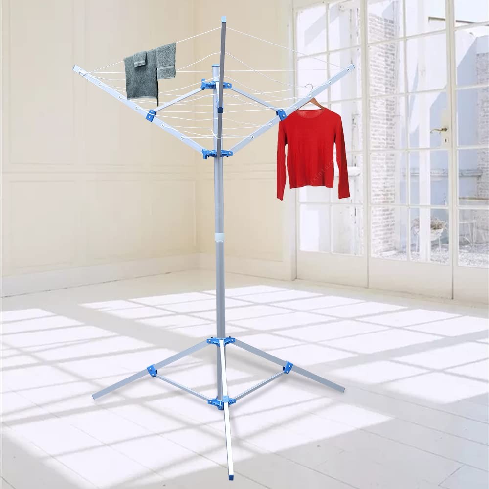 3-Arm Folding Umbrella Style Laundry Dryer Clothes Drying Rack Outdoor Portable