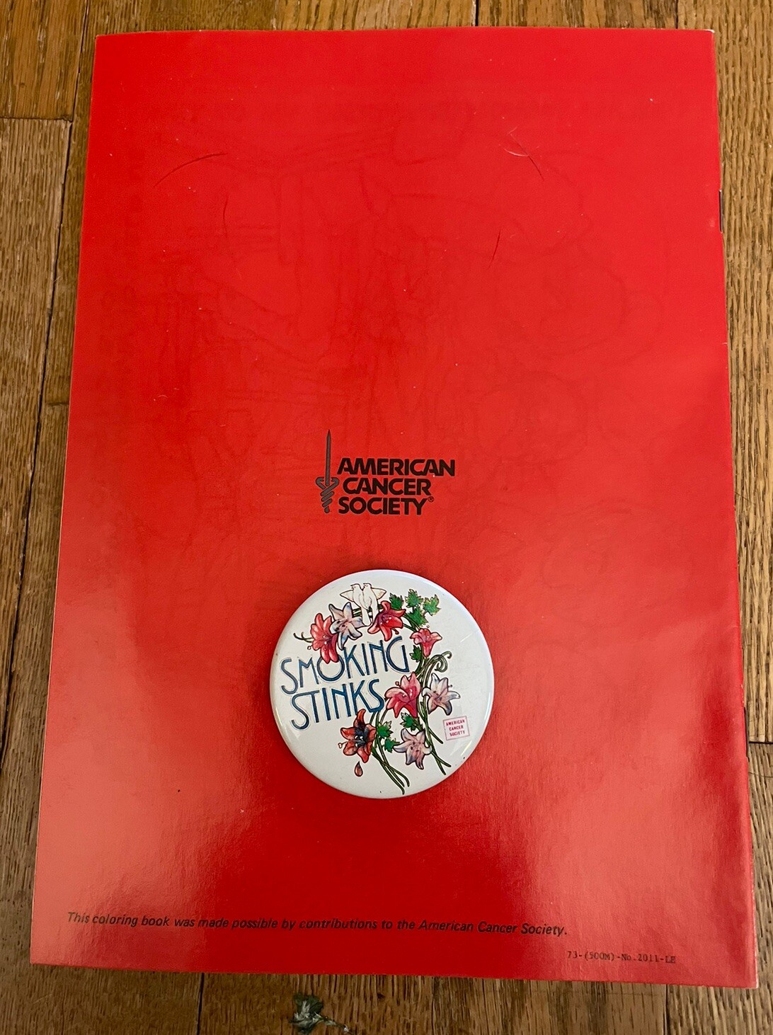 The Story of a Cigarette Coloring Book 1971 by Curtis & a Smoking Stinks Button