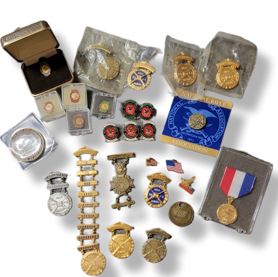 Vintage LOT NRA Pins Badges Medals & Coin