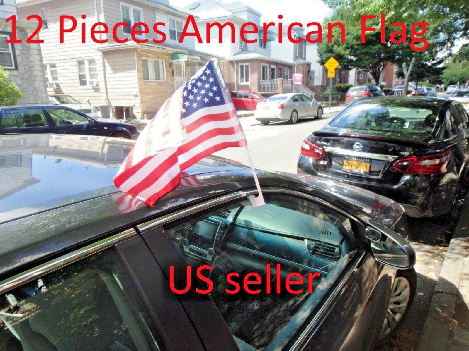 12 Pack US American Car Window clip American Patriotic USA Auto Flag 18"x12"