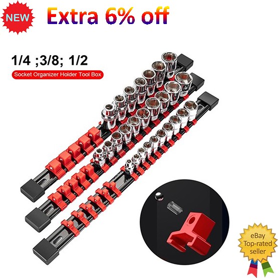 3Pcs Magnetic Socket Organizer Set Metric Socket Holder Tool Box Hold 43 Socke .