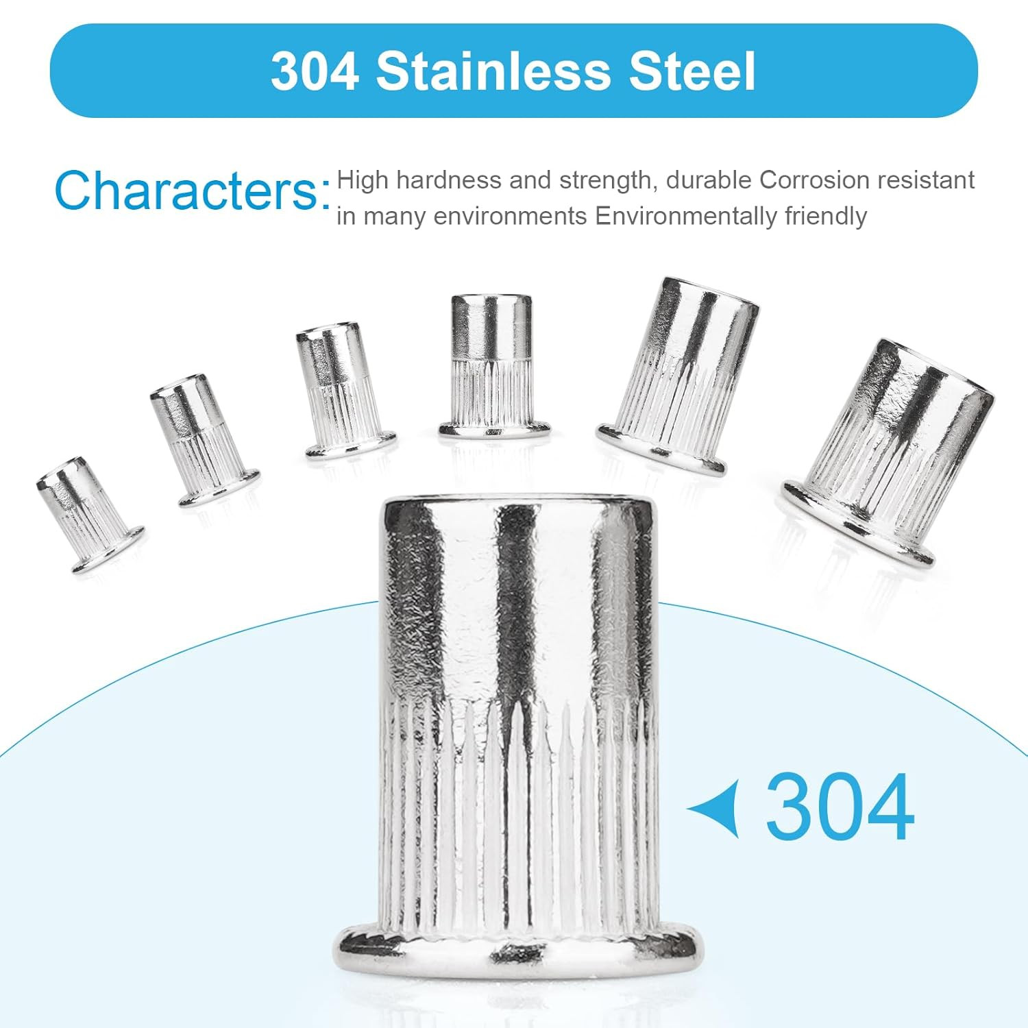 30 Pcs 3/8-16 Rivet Nuts Stainless Steel Flat Head Threaded Insert Nutserts