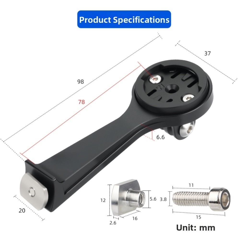 Bike Computer Mount Aluminum Alloy 9.8cm Extended for GPS 1050 1040 and More