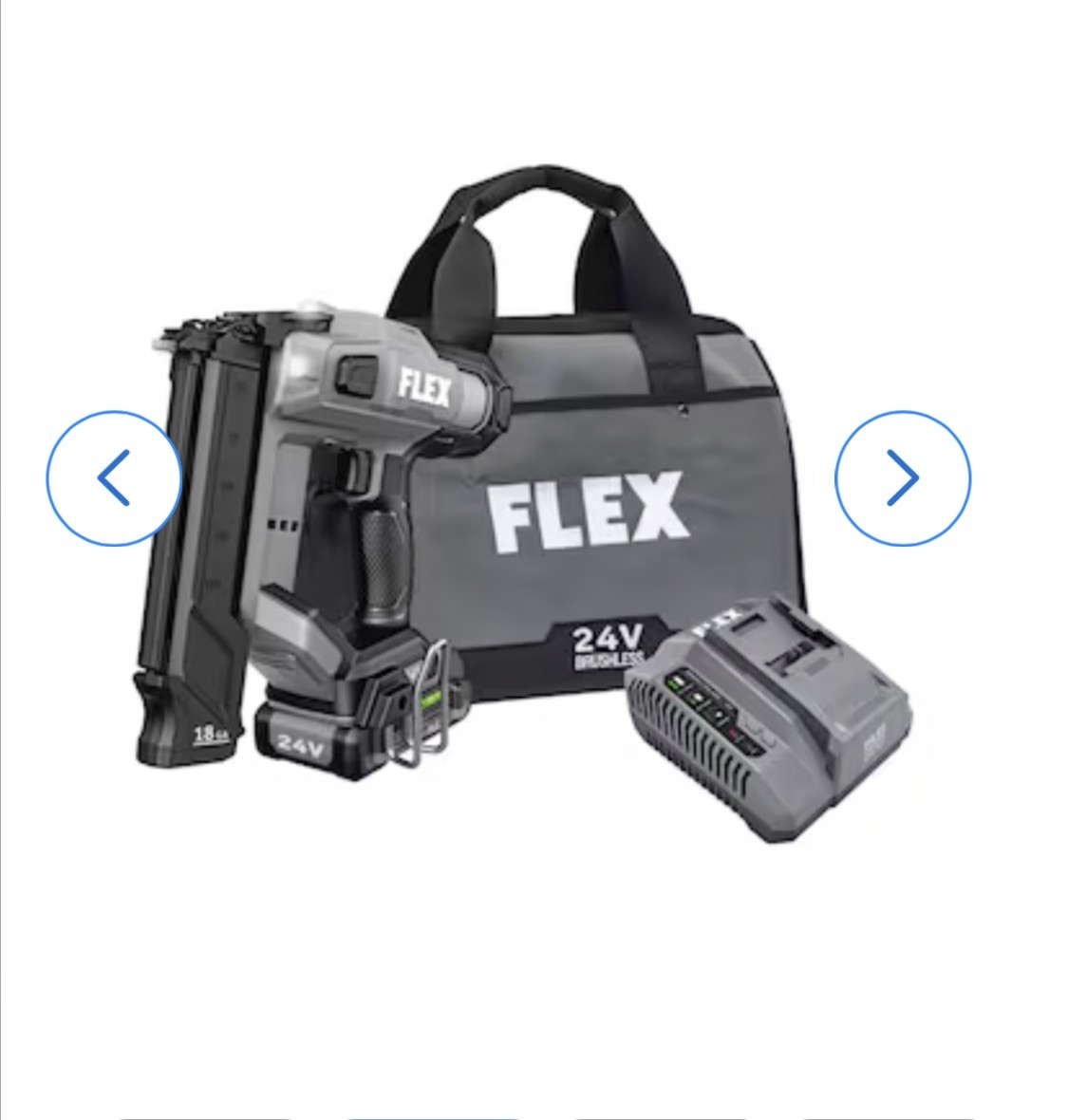 FLEX 24V Brushless Cordless 18 Gauge 5/8-inch to 2-1/8-inch Brad Nailer Kit w...