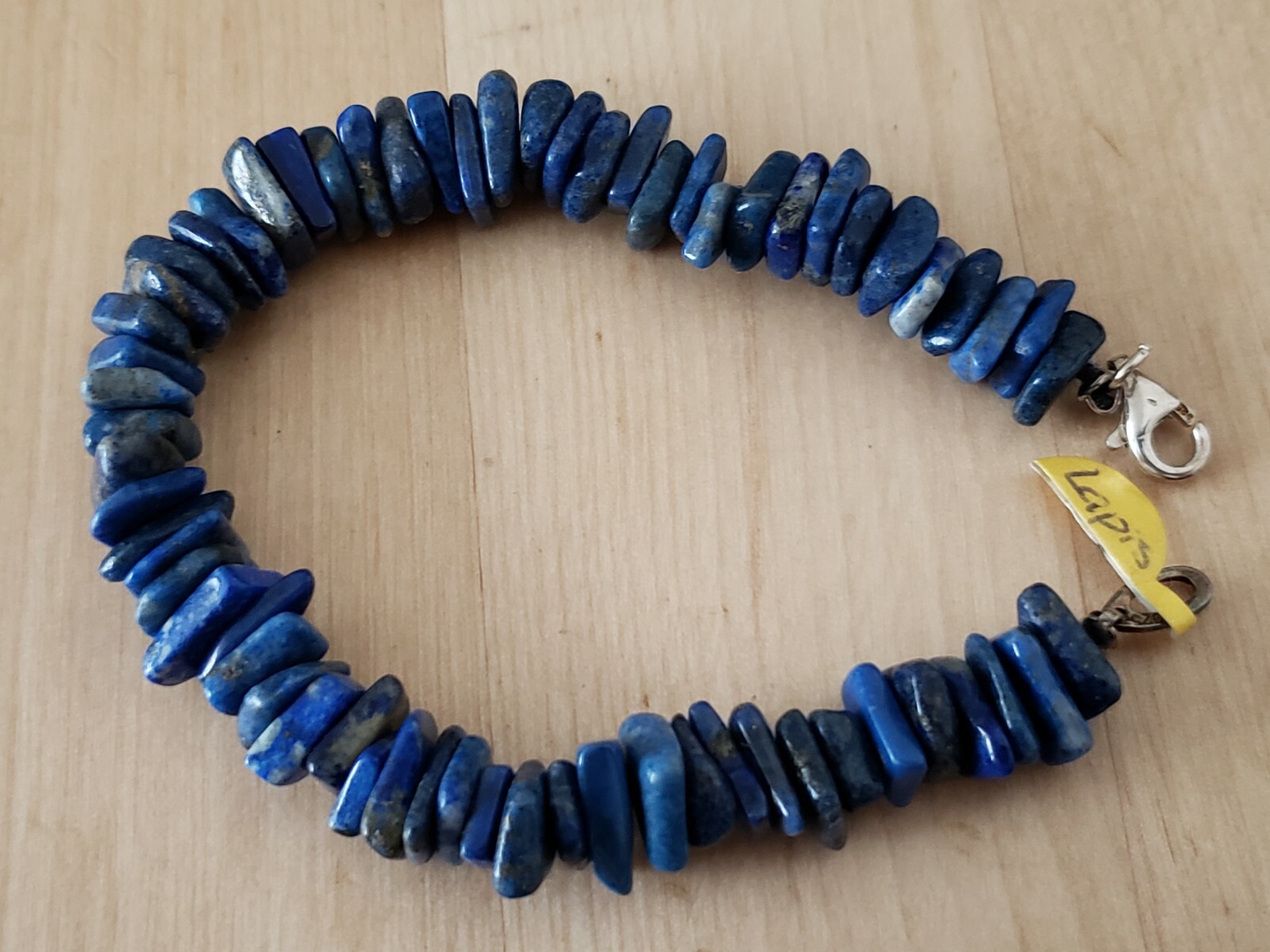 Hand- Made Genuine * LAPIS * BRACELET 8" Long,7-8mm.Sterling 925 Lock-USA