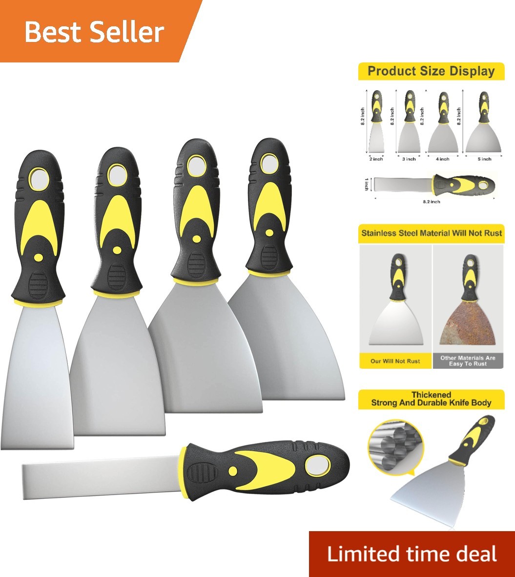 Essential 5-Piece Putty Knife Set: Durable Tools for DIY and Professional Use