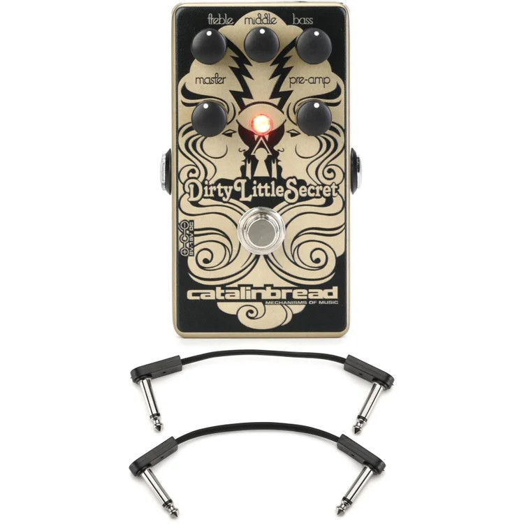 Catalinbread Dirty Little Secret Overdrive Pedal with EBS Patch Cables - Gold,