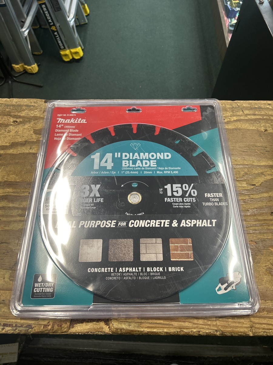 New Makita 14" Segmented Rim Dual Purpose Diamond Blade, For Concret (HPB013998)