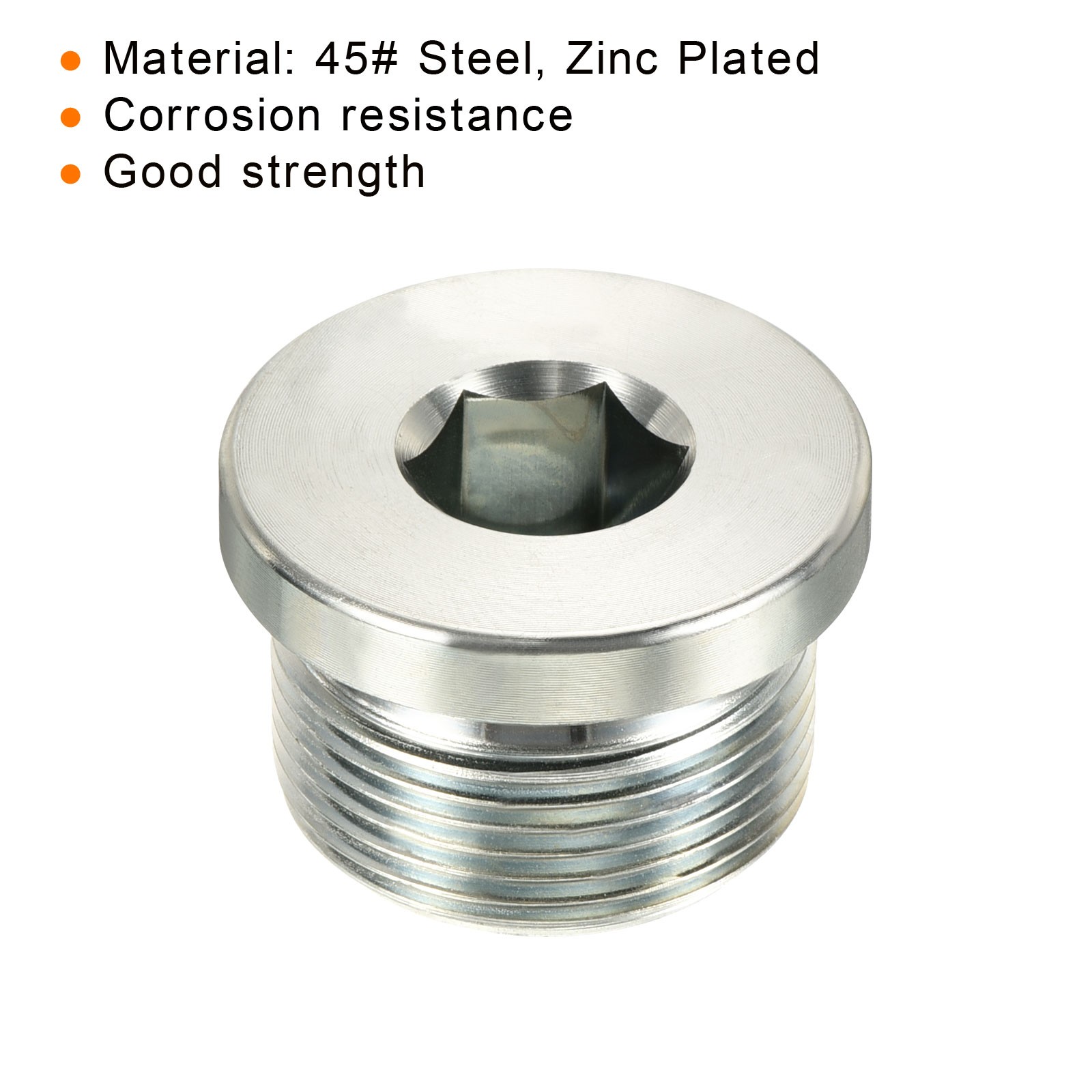M27*1.5 Hex Head Pipe Fitting Plug, 2 Pack Male Thread 45# Steel Plug