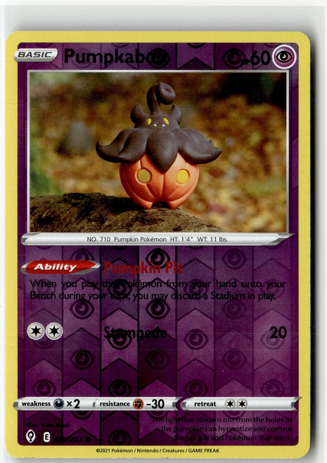 Pumpkaboo Common SWSH07: Evolving Skies 076/203 Reverse Holo NM Yuka Morii